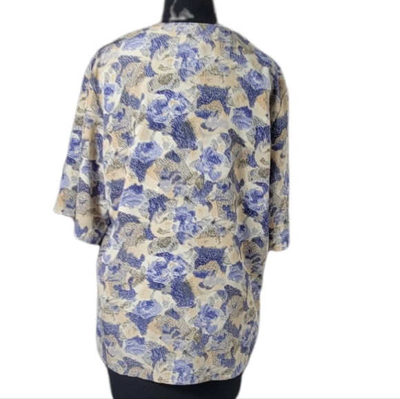 Sophisticates by Pendleton short sleeve button down v neck top size 14 - Picture 2 of 6